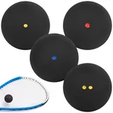 YYTECH Squash Bälle 4er-Set, Squashbälle, Doppelte Gelbe Punkte Einzelne Gelbe Punkte Einzelne Rote Punkte Einzelne Blaue Sport-Squashball High-Bounce-Squashball Für Anfänger Und Training