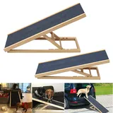 Hunderampe Katzen Rampe Hundetreppe für Bett oder Sofa Klappbar aus Holz Petwalk Hundeleiter Auffahrrampe für Haustiere, Anti-rutsch (100cm)