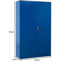 Proregal Stahlschrank, Blau, Metall, Rechteckig, 120x195x42 cm, Arbeitszimmer, Aktenschränke