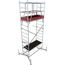 Arbeitsgerüst KRAUSE "ClimTec System", grau (aluminiumfarben), B:145cm H:400cm, Aluminium, Gerüste, Komplettgerüst, inkl. 1 Aufstockung, Arbeitshöhe: 5 Meter