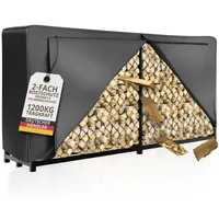 Lawa Kaminholzregal außen Metall 223 x 50 x 115 cm mit Abdeckplane Schwarz