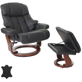 Robas Lund MCA Calgary XXL Relaxer 180 mit Hocker, Echtleder 180kg belastbar ~ schwarz,