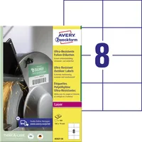 Avery Zweckform B3427-50 Strapazierfähige Folienetiketten ultra-resistent A4, 105x74mm VE=400
