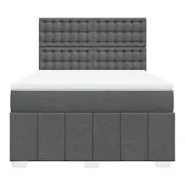 vidaXL Boxspringbett mit Matratze Dunkelgrau 160x200 cm Stoff