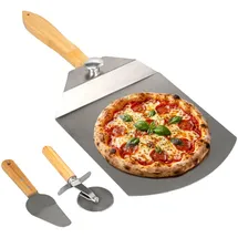 ELUNO Pizzaschieber 25,5 x 60,5 cm Edelstahl/Bambus/Grau