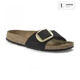 Birkenstock für Damen. 1023373 Leder-Sandalen Madrid Big Buckle (Schmale Passform) schwarz (40), Wohnung, Keine, Lässig