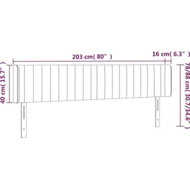 vidaXL Kopfteil mit Ohren Rosa 203x16x78/88 cm Samt