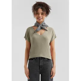 QS Fließendes Oversize-Shirt mit Rippstruktur - XL