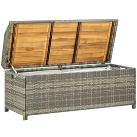 vidaXL Gartenbank mit Stauraum 120 cm Poly Rattan Grau