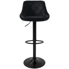 ML-Design Barhocker 2er Set aus Samt, Schwarz, mit Rückenlehne und Fußstütze,