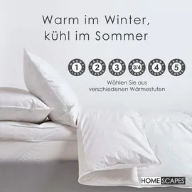 Homescapes Leichte Sommerdecke 135x200 cm, dünne Bettdecke Wärmeklasse 1, Gänsefedern- & Daunendecke, Steppdecke Sommer mit 150 gsm Füllung