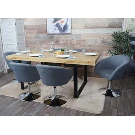 MCW 6er-Set Esszimmerstuhl MCW-F19, Küchenstuhl Drehstuhl Loungesessel, drehbar höhenverstellbar ~ Stoff/Textil dunkelgrau