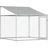 vidaXL Hundezwinger Mit Dach Und Tür Grau 2x2x2 M Verzinkter Stahl Vidaxl