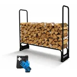 Proregal Kaminholzregal CHIMERA Metall 117 x 130 x 36 cm inkl. Abdeckung Schwarz