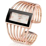 CANSNOW Spangenuhr Damen – Stilvolle Uhr Damen Rosegold | Damenuhr | Damen Uhren | Uhren Damen | Damenuhr Rosegold | Frauen Uhren | Damen Armbanduhr | Damenuhren | Uhr Rosegold Damen (Roségold-Weiß)