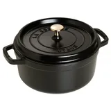 Staub Cocotte rund aus Gusseisen in schwarz (28 cm / 24 cm / 13 cm / 6 7 L)