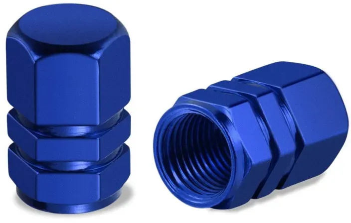4er-Set Aluminium-Ventilkappen für Reifen, blau