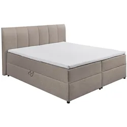 riess-ambiente Boxspringbett MARSEILLE 180x200cm taupe inkl. Matratze und Topper mit Bettkasten