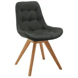 CARRYHOME Stuhl Schwarz Wildeiche, massiv, konisch, 56x84x63 cm, Stoffauswahl, Sitzfläche 180° drehbar, automatische Rückholfunktion, Esszimmer, Stühle, Esszimmerstühle, Vierfußstühle