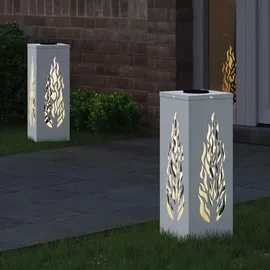 vidaXL Solarleuchte Stahl 2 pcs  weiß