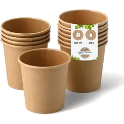 BIOZOYG 50 Stück Einwegbecher 100ml / 4oz Pappbecher, Kaffeebecher, ungebleicht, ökologisch, kompostierbar, umweltschonend für Espresso