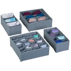 Relaxdays Schubladen Organizer 4-teiliges Set Grau