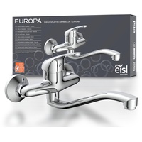 EISL NI161EUCR EUROPA Wandwasserhahn Chrom, Wand-Spültischarmatur 360°, ideal für Doppelspülbecken, Wasserhahn Wandmontage, Wandarmatur für Küche/Ausgussbecken, Mischbatterie für Wandmontage