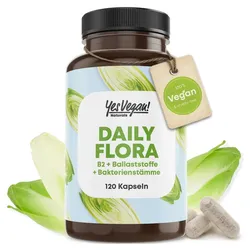 Yes Vegan® Daily Flora (120 Kapseln) Kulturen Komplex mit B2 - 7 Bakterienstämme PREMIUM 1x120 St