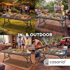 CASARIA Klapptisch 183 x 76 x 74 cm Anthrazit/Grau