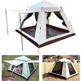 Camping Zelt,kyaoayo Familie Kuppelzelte für 3-4 Personen Wurfzelt mit Erweiterbare Veranda Pop up Zelt Winddicht Wasserdicht für Camping, Garten, Wanderausflug (Cremeweiß – 210 x 210 x 135 cm)