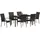 vidaXL Garten Essgruppe 7 pcs Braun Poly Rattan 3379398