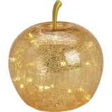 Wurm Lampe Apfel (S) Glas, Gold, Apfel Leuchte mit LED Lichterkette, Dekolampe, Tischleuchte, Apfellampe