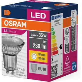 osram homelighting OSRAM LED Glas-Strahler GU10 2.6 W = 35 W Warmweiß (Ø x H) 50 mm x 50 mm 1 St.