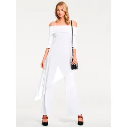 Overall HEINE, Damen, Gr. 42, Normalgrößen, beige (ecru), 95% Polyester, 5% Elasthan, Netzmaterial:100% Polyamid, unifarben, lang, 3/4-Ärmel, Overalls
