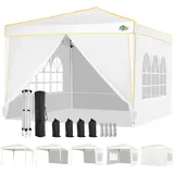 COBIZI Pavillon 3x3 Wasserdicht Stabil Winterfest Partyzelt, Faltpavillon 3x3 mit 4 Seitenteilen, 100% Wasserdicht und UV 50+ Tragbares High-End Tragbarkeit Gartenpavillon, Weiß