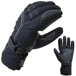 Motorradhandschuhe PROANTI Gr. XL, schwarz, Handschuhe, XL, Obermaterial: 45% Rindsleder, 40% Nylon, 10% Polyester, 5% Polyurethan. Innenfutter: 100% Polyester, Winter Regenhandschuhe mit Visierwischer, wasserdicht