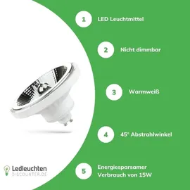 Argon LED-Leuchtmittel AR111 12W GU10 warmweiß 1050 lm