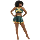 Coskidz Damen Cheerleader Cosplay Kostüm Top Rock - Grün - Large/X-Large