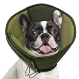 AOFITEE Halskrause Hund Weich, Verstellbarer Hundekragen Bequem Leckschutz Hund, Atmungsaktiver Hundehalsband Schutzkragen für Hunde Elisabethanischer Vorbeugung von Biss- und Leckwunden, Olivgrün, M