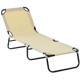 Outsunny Sonnenliege Gartenliege mit verstellbarer Rückenlehne, Liegestuhl Campingliege, Gartenstuhl bis 120 kg belastbar, für Garten Balkon,