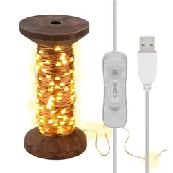 Goobay LED-Lichterkette "Garnspule", groß - mit USB-Kabel 3 m, Lichterkette 15 m mit 150 Micro-LEDs in Warmweiß (2700 K) und Schalter (Ein/Aus)