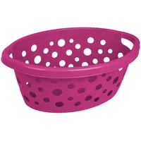 Ondis24 Wäschebox Wäschekorb Kunststoff 25 Liter fuchsia gut belüftet durch große Öffnungen, bewährtes klassisches Modell