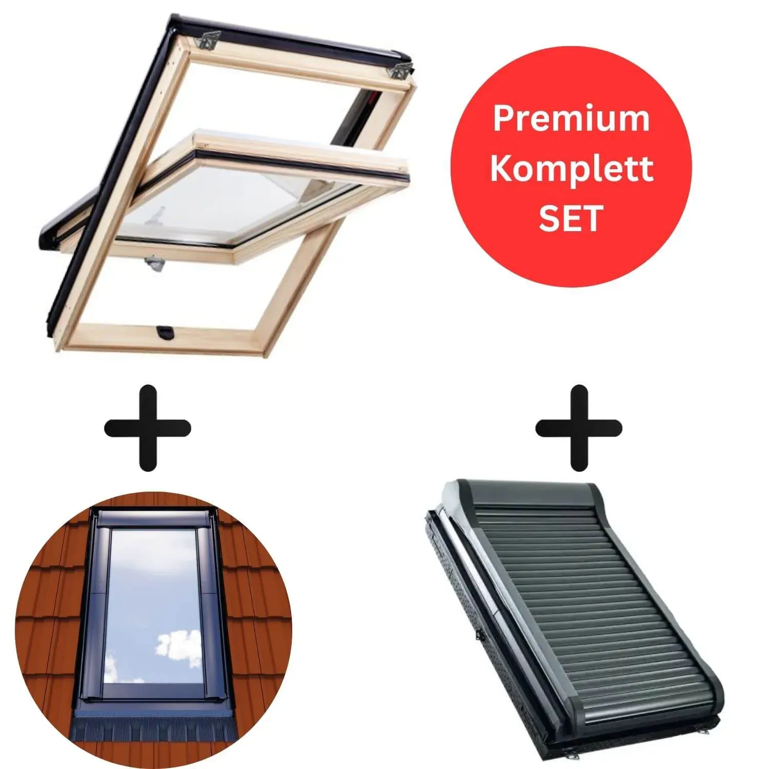 HOME4U Dachfenster Komplett-Set Holz 2-fach 094/140