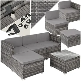 Tectake Lignano Rattan Lounge 5-tlg. Grau