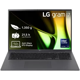 LG gram 17" 2024 Ultra 5 125H 8 GB RAM 512 GB SSD Grau 17Z90S-G.AP56G