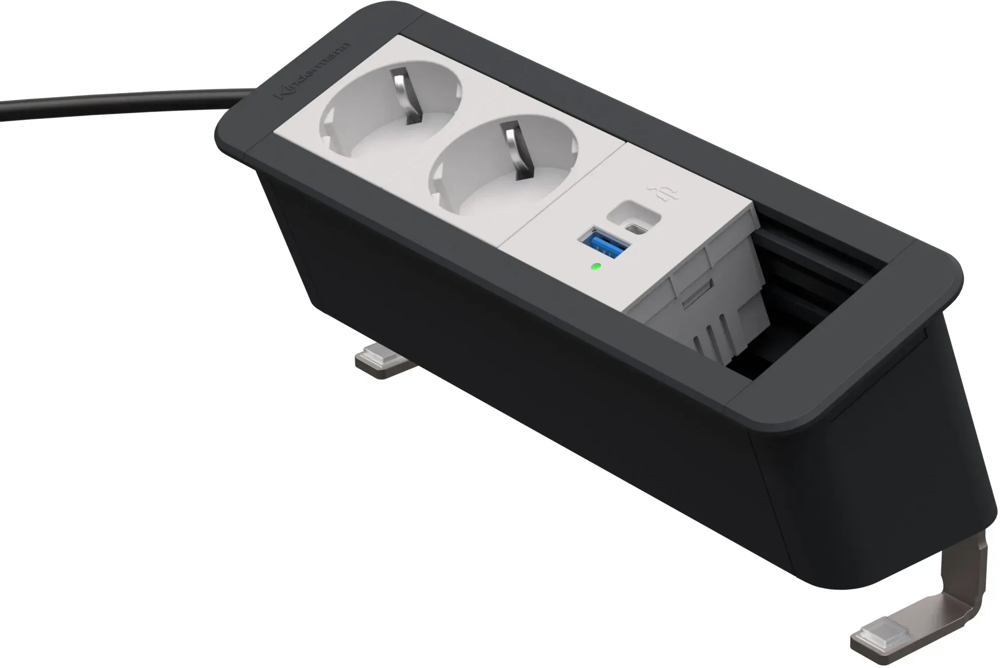Kindermann CablePort Office desk 4-fach - 2x Strom + 1x USB-A/C mit 30W Power De...