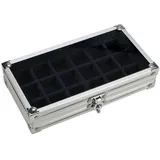 SAFE Schwäbische Albumfab Sammelvitrine Aluminium. Format ca. 195 x 110 x 40 mm, mit 18 Fächern