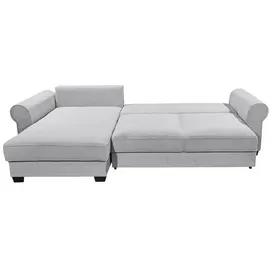 Uno Ecksofa beidseitig montierbar Angelina L-Form", mit Schlaffunktion und Bettkasten - grau