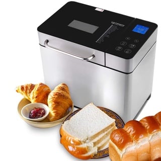 Brotbackautomat 710W Backmeister, 19 Programme, Edelstahl Bread Maker Vollautomatische mit 15 Stunden Timing-Funktion, Sichtfenster