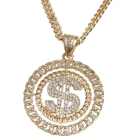 URBAN CLASSICS Dollar Diamond Necklace Gold / Weiß